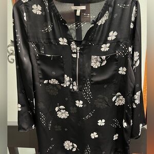 Maurices Black Top with Elegant Detail V-Neck Zippered, #266